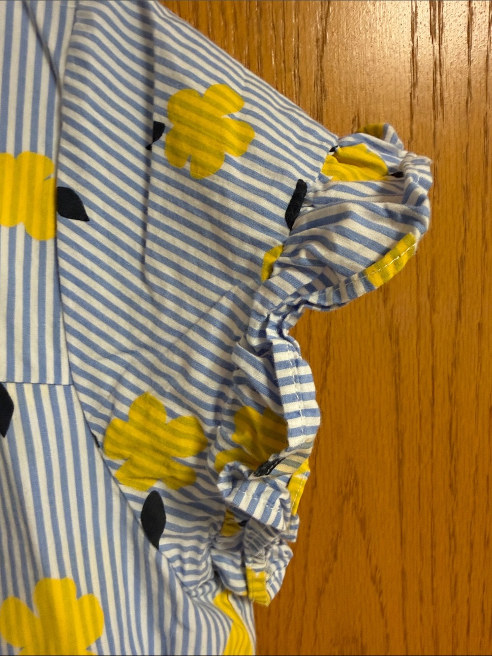 crown & ivy Blue and White Striped Top with Yellow Trim - Picture 3 of 6